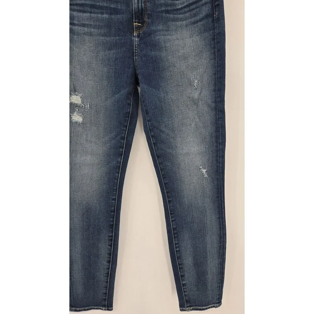 7 For All Mankind‎ Jeans Women's 30 High Waist Ankle Skinny Med Wash Distressed